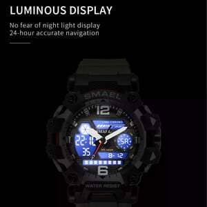 SMAEL 50 Military Man Sports Watch Digital 8072 Dual Display Watch Quartz Led Digital Rajs Met